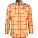 Men's Printed Four-sided Elastic Loose British-style Long-sleeved Lapel Plaid Shirt