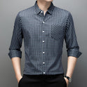 Long Sleeve Fine Plaid Shirt For Men Spring And Autumn