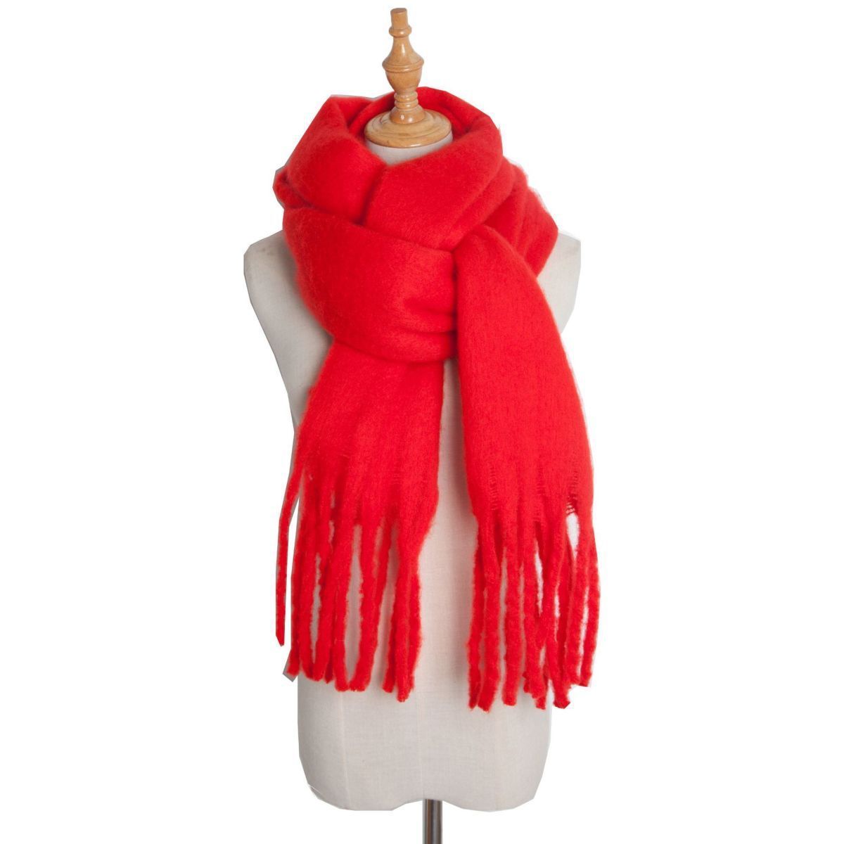 Mohair Twist Braid Plush Scarf For Women Winter Thickened