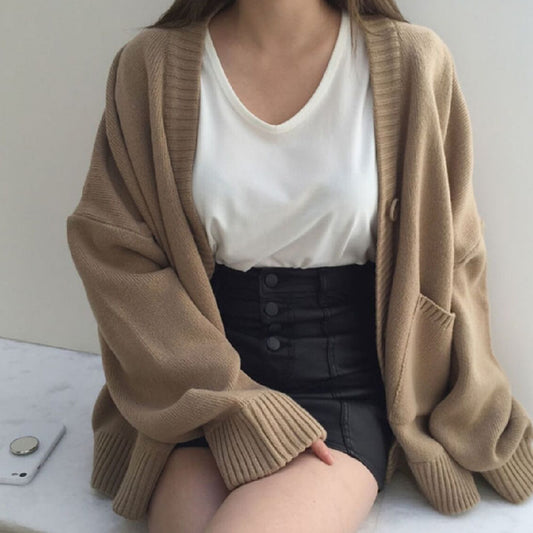 Women's Solid Color Fashion Casual Knitted Jacket