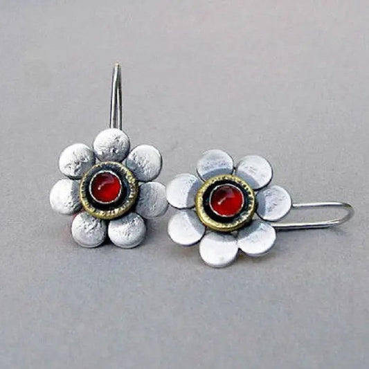 Women's Vintage Color Separation Flower Earrings