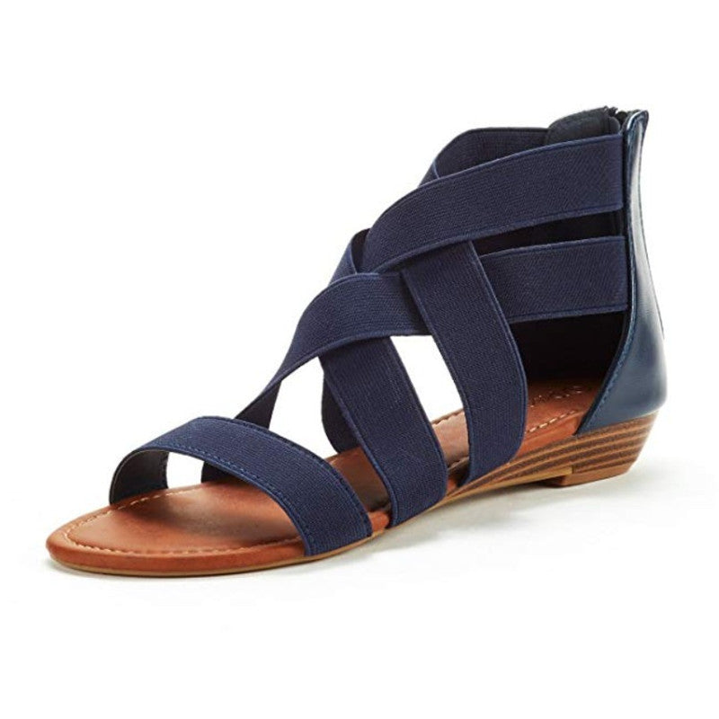 Cross Strap Wedge Sandals