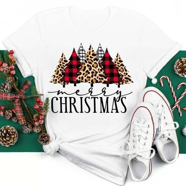 Women's Short Sleeve T-shirt Christmas Fashion Printed Leggings