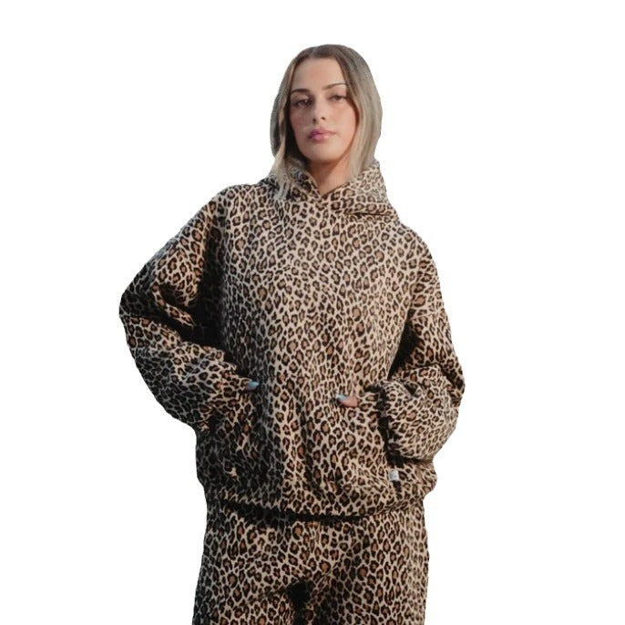 American Vintage Leopard Print Printed Hoodie Men And Women