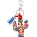 Wooden Cactus Keychain Leopard Flower