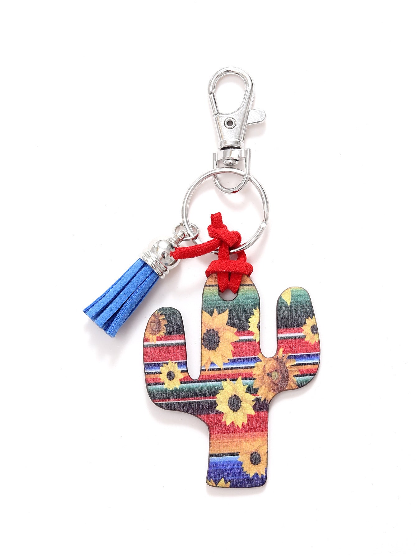 Wooden Cactus Keychain Leopard Flower