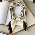 Women's Fashionable Striped Imitation Silk Small Square Scarf