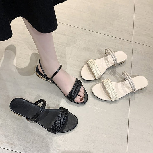 Simple Fairy Style Flat One Shoe Two Open-toed Sandals