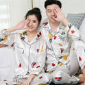 Men's Thin Silk Pajamas Long Sleeve Suit