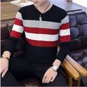 New V Neck Sweater Men Korean Style Long Sleeves