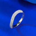 Inlaid Half Diamond Line Stackable Ring