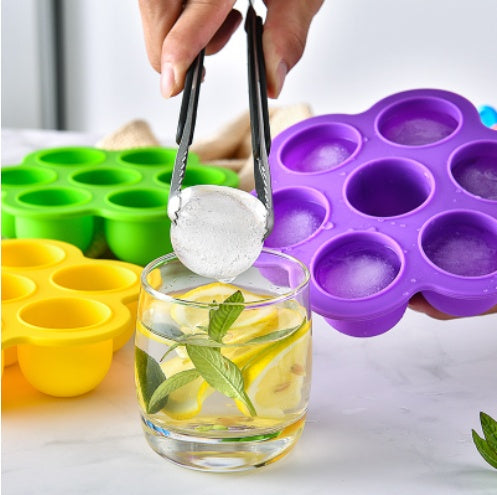 Kitchen Summer Home-Made Ice Cream 7-Hole Silicone Popsicle Multifunctional Ice Tray Mold