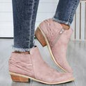 Round toe hand-woven belt single short boots