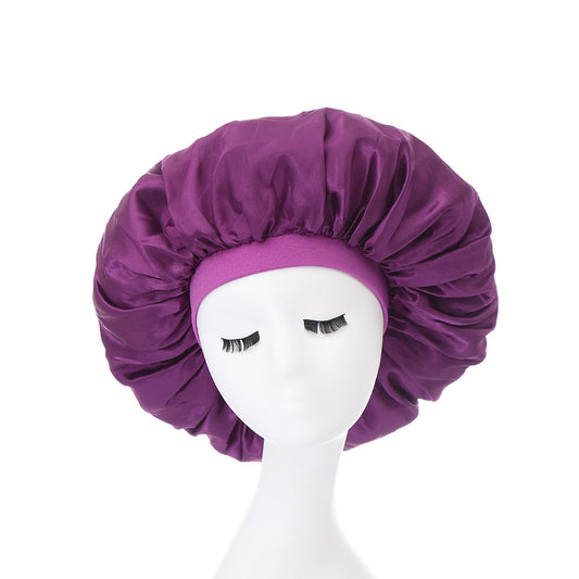 Extra Large Satin Round Stretch Wide Brim Night Cap