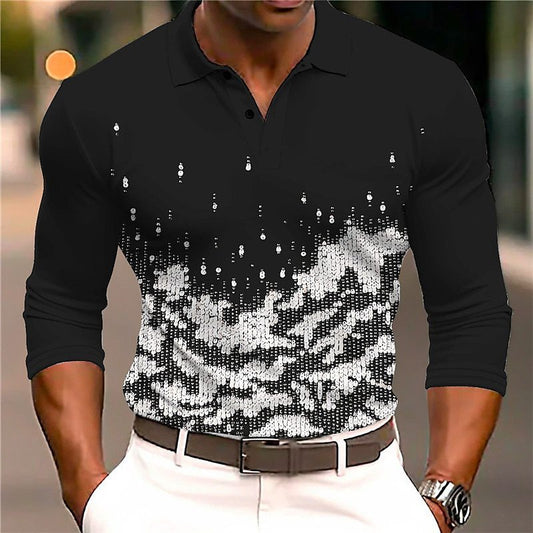 European And American Men's Casual Printed 3D Polo Shirt Outdoor Leisure Daily