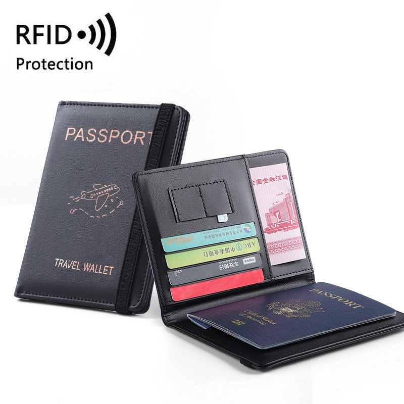 Pu Leather Passport Bag Rfid Multiple Card Slots Multifunctional Certificate Holder