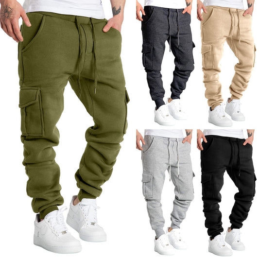 Men's Autumn And Winter Pocket Training Sports Pants Fleece Pants