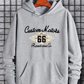 Letter Number 66 Printed Casual Hooded Pullover Sweater