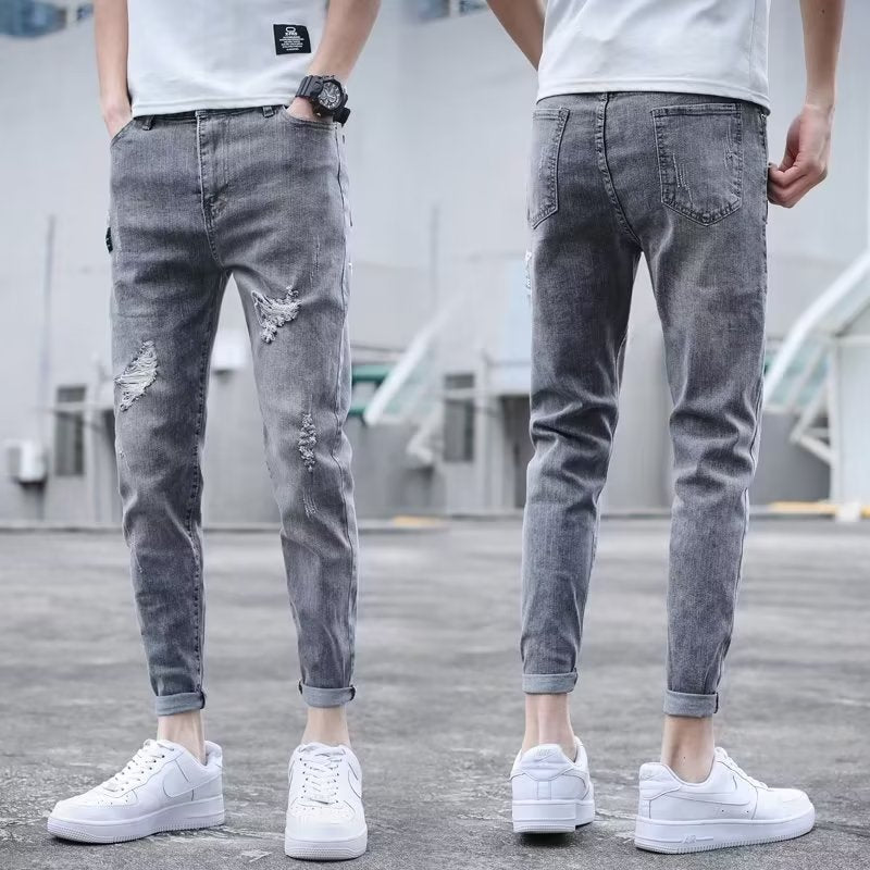 Stretch Ankle Length Casual Pants Men