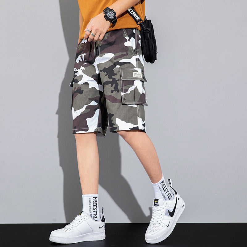 Summer New Style Overalls Shorts Men's Trendy Brand Loose Five-point Pants