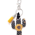 Wooden Cactus Keychain Leopard Flower