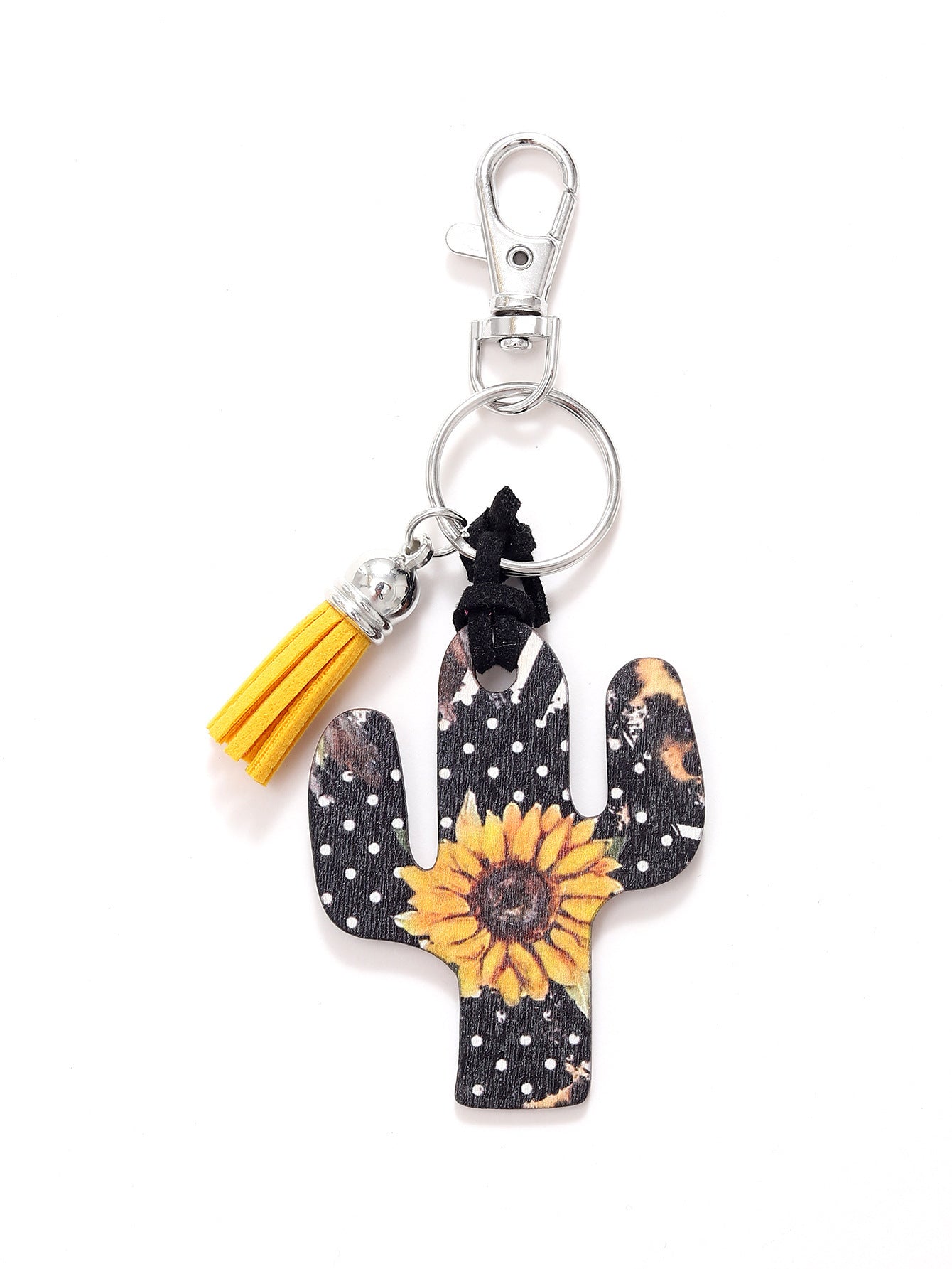 Wooden Cactus Keychain Leopard Flower