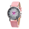 Water hibiscus lotus pattern leather female watch