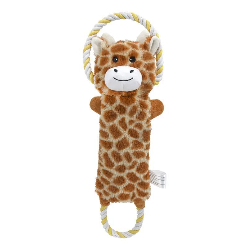 Funny Plush Dog Toys Stuffed Animal-Shaped Zebras Elephant Pet Chew Squeaky Toy Bite Resistant With Rope