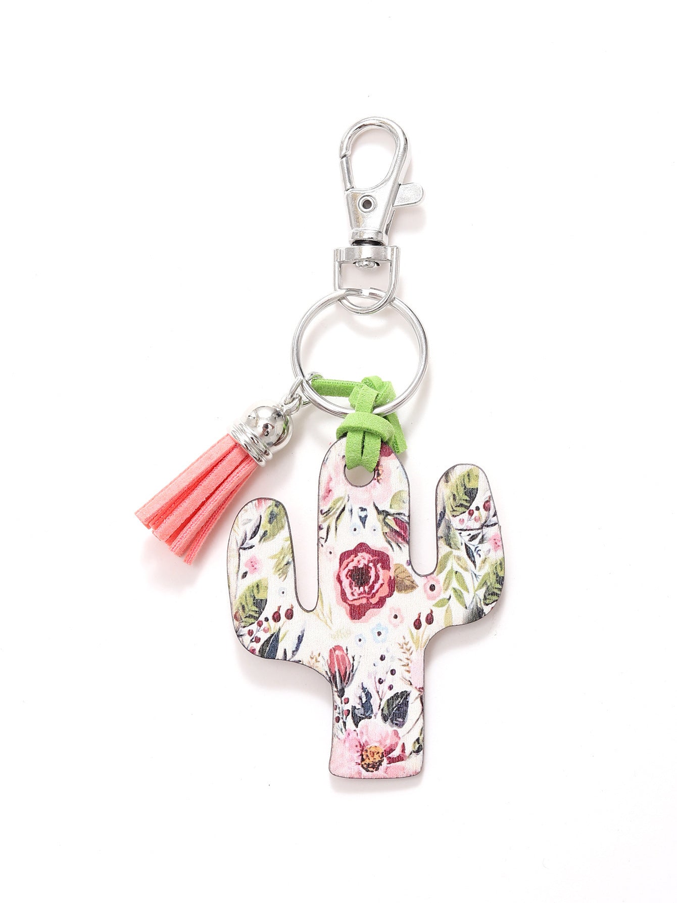 Wooden Cactus Keychain Leopard Flower