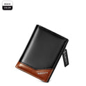 PU Leather Multifunctional Zipper Short Men's Wallet