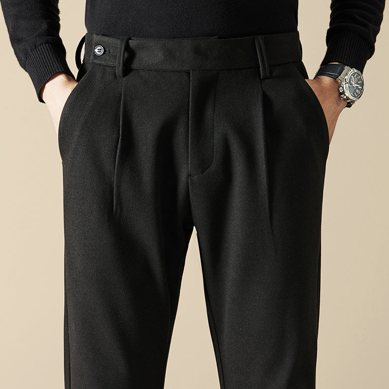 Men's Pants Loose Straight Woolen Drape