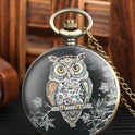 Flip Cartoon Owl Pattern Pocket Watch Cute Student's