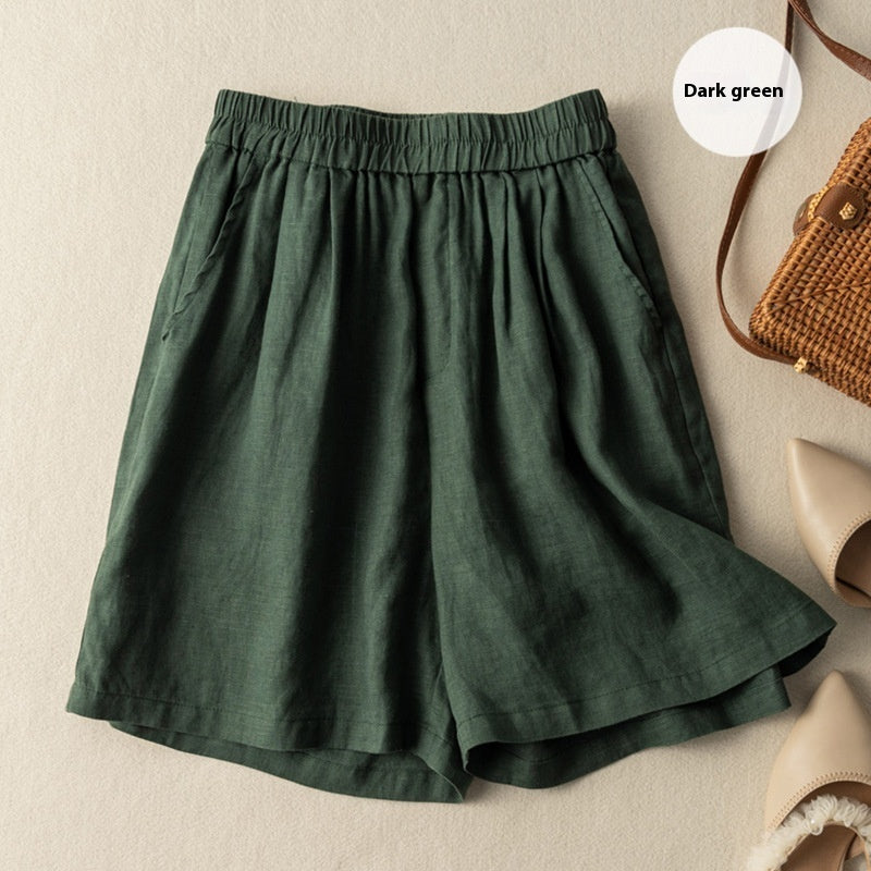 Women's Cotton And Linen Thin Wide-leg Short Casual Pants