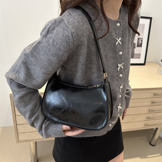 Fashion Underarm Bag Retro Simple Textured One-shoulder Bag