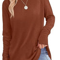 Solid Color Split-finger Long-sleeved Shirt Loose Mid-length