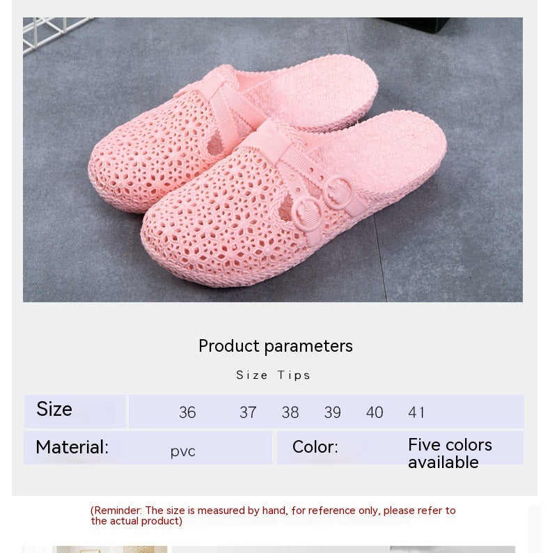 New Closed Toe Sandals Women's Outdoor Hole Shoes Soft Bottom Cutout Plastic Fashion Casual Slippers