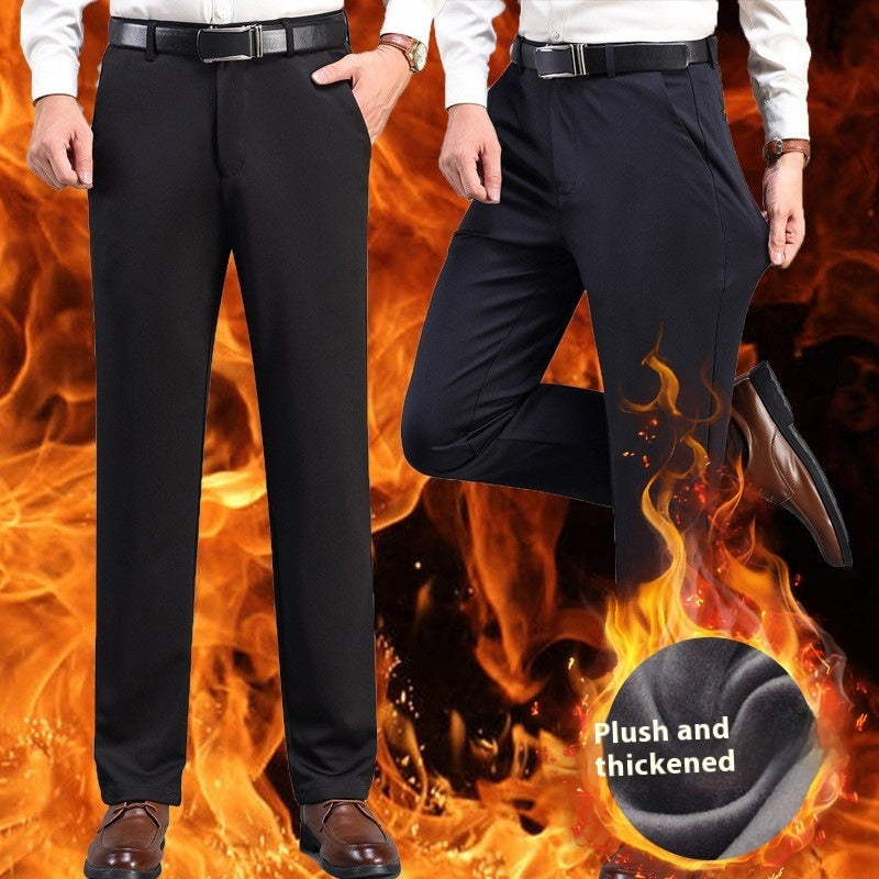 Fleece-lined Thickened Men's Full Elastic Force Suit Pants