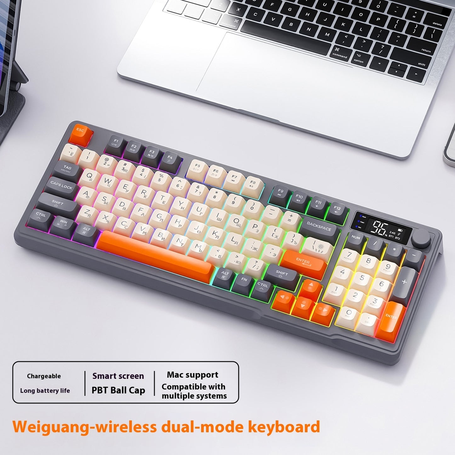 Wireless Bluetooth Dual-mode Russian Keyboard Display