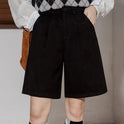 Woolen Wide-leg Half Pants Women's High Waist Suit Straight Short Pants Loose Woolen Casual Boot Pants