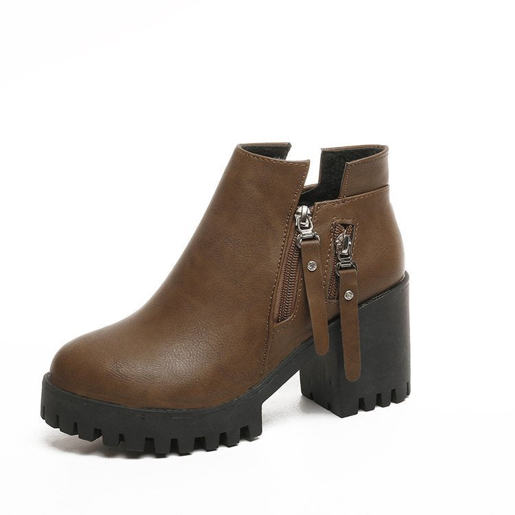 Fashionable Chunky Heel Platform Booties Women