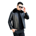 Winter Casual Polo Collar Leather Coat