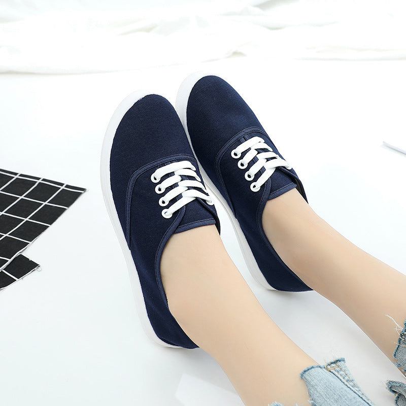 Lace-up canvas shoes wild Korean white student shoes