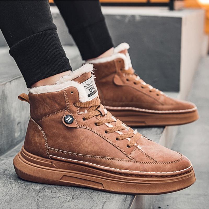 New style plus velvet thick warm high-top sneakers men's cotton shoes Korean fashion casual shoes