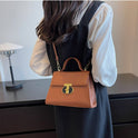 Fashion Twist Lock Shoulder Messenger Bag Solid Color