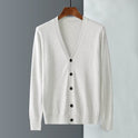 Casual V-neck Solid Color Sweater Coat For Men