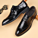 Men's Casual Business Slip-on Embroidered Pointed Leather Shoes