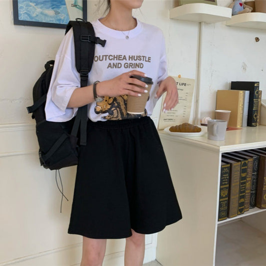 Korean Version Of Loose And Thin Summer Black Solid Color Wide-leg Sports Casual Pants