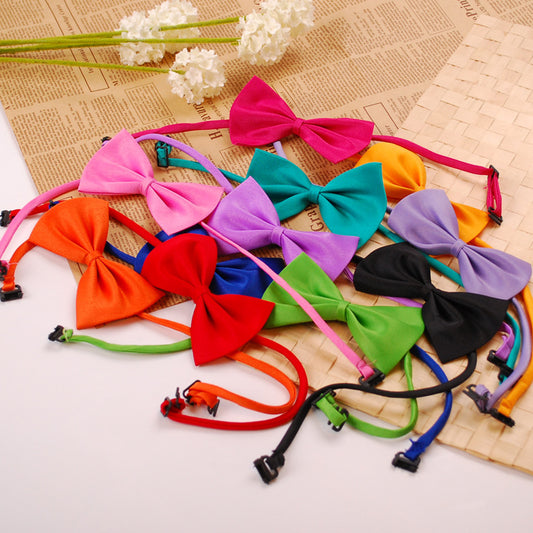 Simple Solid Color Bow Pet Collar