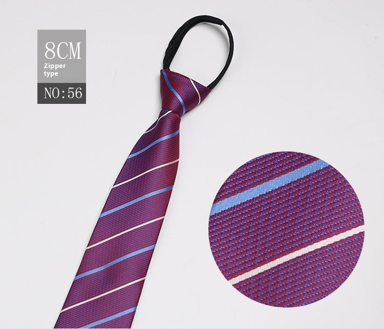 Black Men's Tie Striped Blue Business Tie Lazy Zip Tie In Stock Wholesale Pull Peels