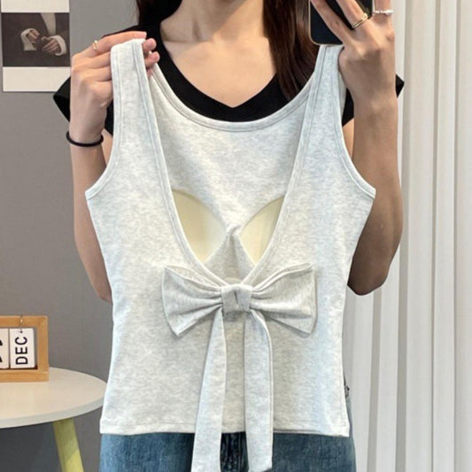 Pure Desire Style Bow Beautiful Vest Sling Women's Slim Fit